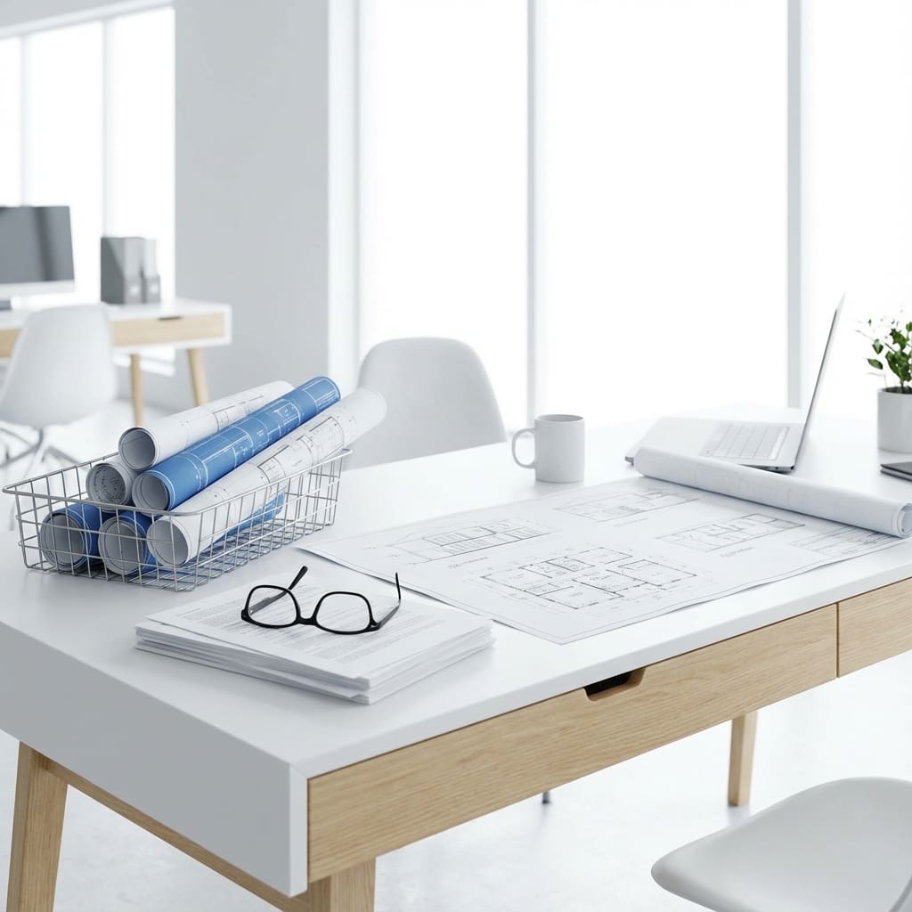 Architectural blueprints and technical drawings